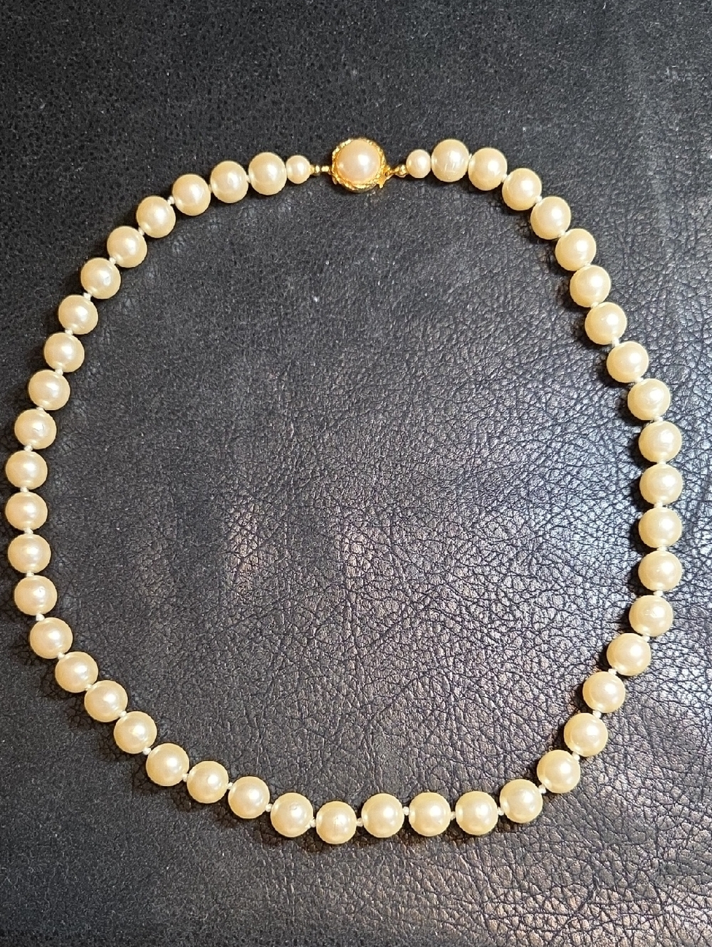 Classic Cream Pearl Necklace with Gold Clasp